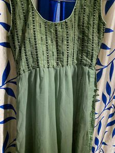 Olive Green Embellished Dress