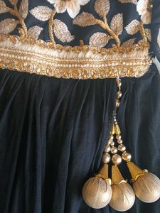 Girls&#39; Black Embroidered Dress