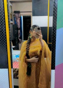 Elegant Golden Embroidered Salwar Kameez