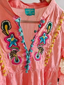 Peach Embroidered Tunic