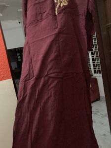 Maroon Embroidered Long Dress