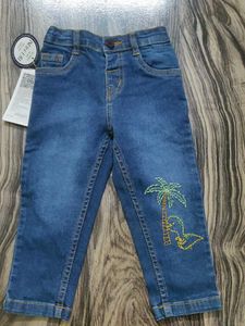 Cute Dino Embroidered Jeans