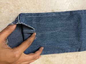 Blue Tornleg Jean Pant