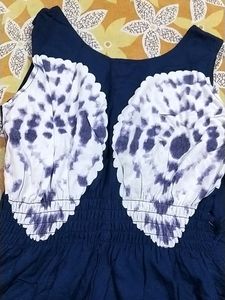 Blue Fairy Wings Printed Midy With A Inbuilt Belt