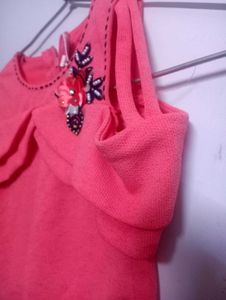 Cute Coral Cold Shoulder Top