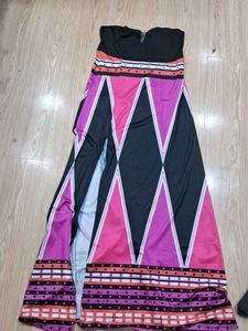 Strapless Geometric Maxi Dress