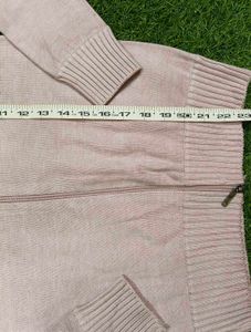 Pink Zip-Up Woollen Sweater