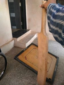 Carrom Board with Cricket Bat