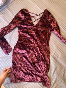 Burgundy Velvet Mini Dress