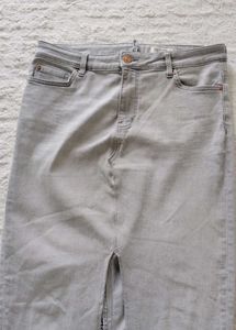 Gray Denim Maxi Skirt