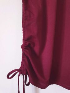 Burgundy Ruched Dress