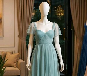 Elegant Seafoam Tulle Gown