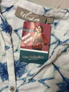 utsa White &amp; Blue Print Top Xl