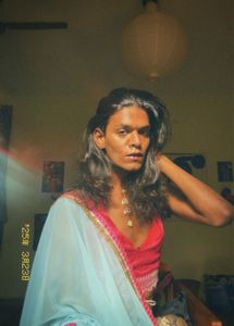 Light Blue Georgette Saree With Pink Border.