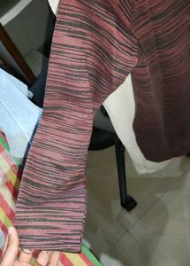 Stylish Maroon Striped Long-Sleeve Top