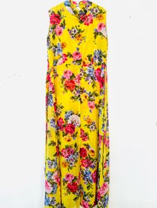 Yellow Floral Print Maxi Dress