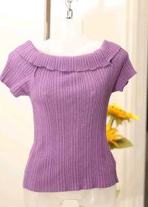Ribbed Material Off Shoulder Top