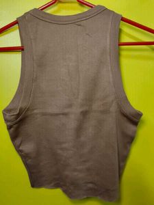 Brown printed crop tank top