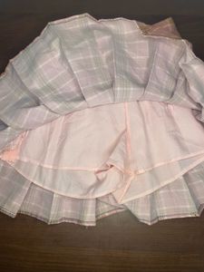 Pink Plaid Pleated Skirt