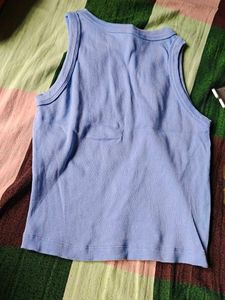 Blue Ribbed Tank Top