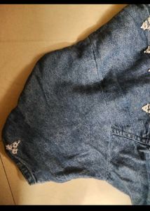 Denim Dress/ Gown With Embroidery