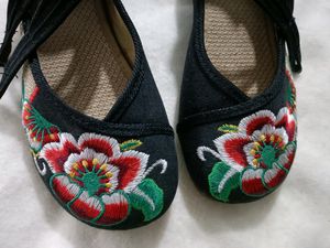 Chinese Embroidered Floral Shoe
