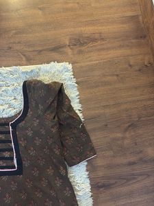 Brown Floral Print Kurta Set