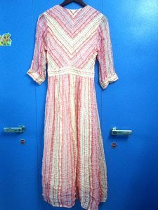 Ritu Kumar Geometric Pattern Peach Long Gown