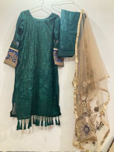 Green Embroidered Pakistani Suit
