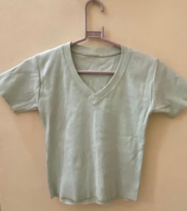 Light Green V-Neck Tee