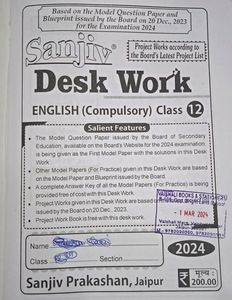 Class 12th(XII) sanjiv English Desk Work 2024