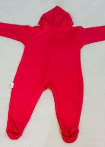 Red hooded baby onesie