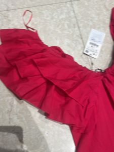 Zara Red Ruffle Bodysuit - Size M