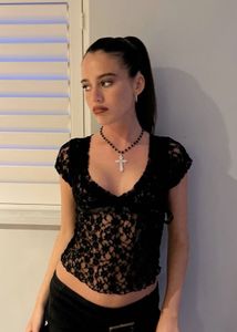 Black mesh top