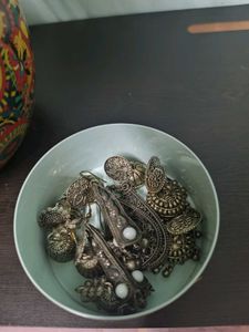 Set Of Silver Jhumka Earrings