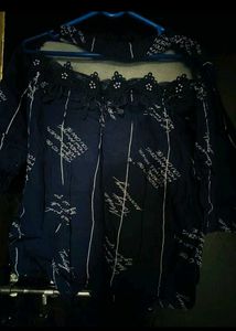 Navy Blue Sheer Top