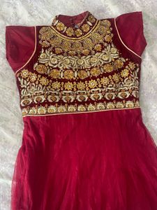 Maroon Embroidered Maxi Dress