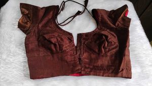 Elegant Brown Saree with stitched Blouse