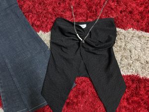 Black tube crop top
