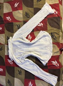 White Heart Print Waist Fitted Shirt.SIZE-30-32