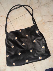 Daisy Print Black Tote Bag