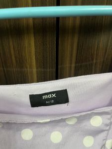 New mAx Polka Dot Square Neck Lavender Dress