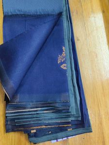 Elegant Navy Blue Saree with Floral Design