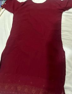 Maroon Embroidered Kurta Set