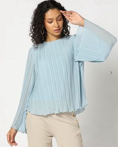 New Fig Bell Sleeve Top With Attached Inner