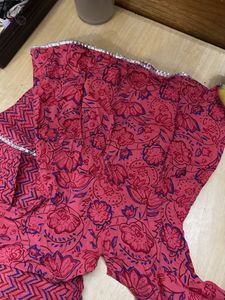 Girls' Pink Floral Kurti Set