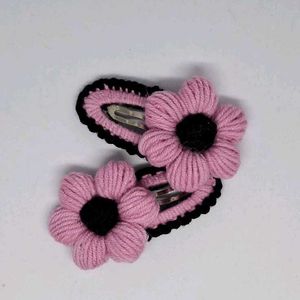 Pink Flower Hair Clips