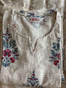Biba Floral Print Kurti Set With Dupatta