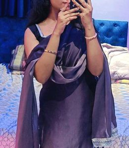 Elegant Purple plazo kurti with Silver Border for