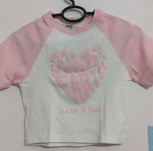 Basic Crop Top | Pink And White Colour
